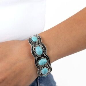 Turquoise stone silver cuff